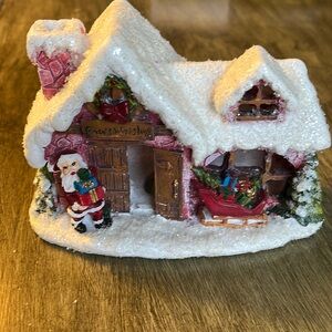 Celebrate It Tiny Treasures "Santa's Workshop" Glittering Snow Covered Shop